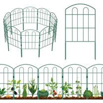 28 Pack Decorative Garden Fence Outdoor 24in (H) x 30ft (L) Coated Metal RustProof Landscape Wrought Iron Wire Border Folding Patio Fences Flower Bed Fencing Animal Barrier Section Panels Decor