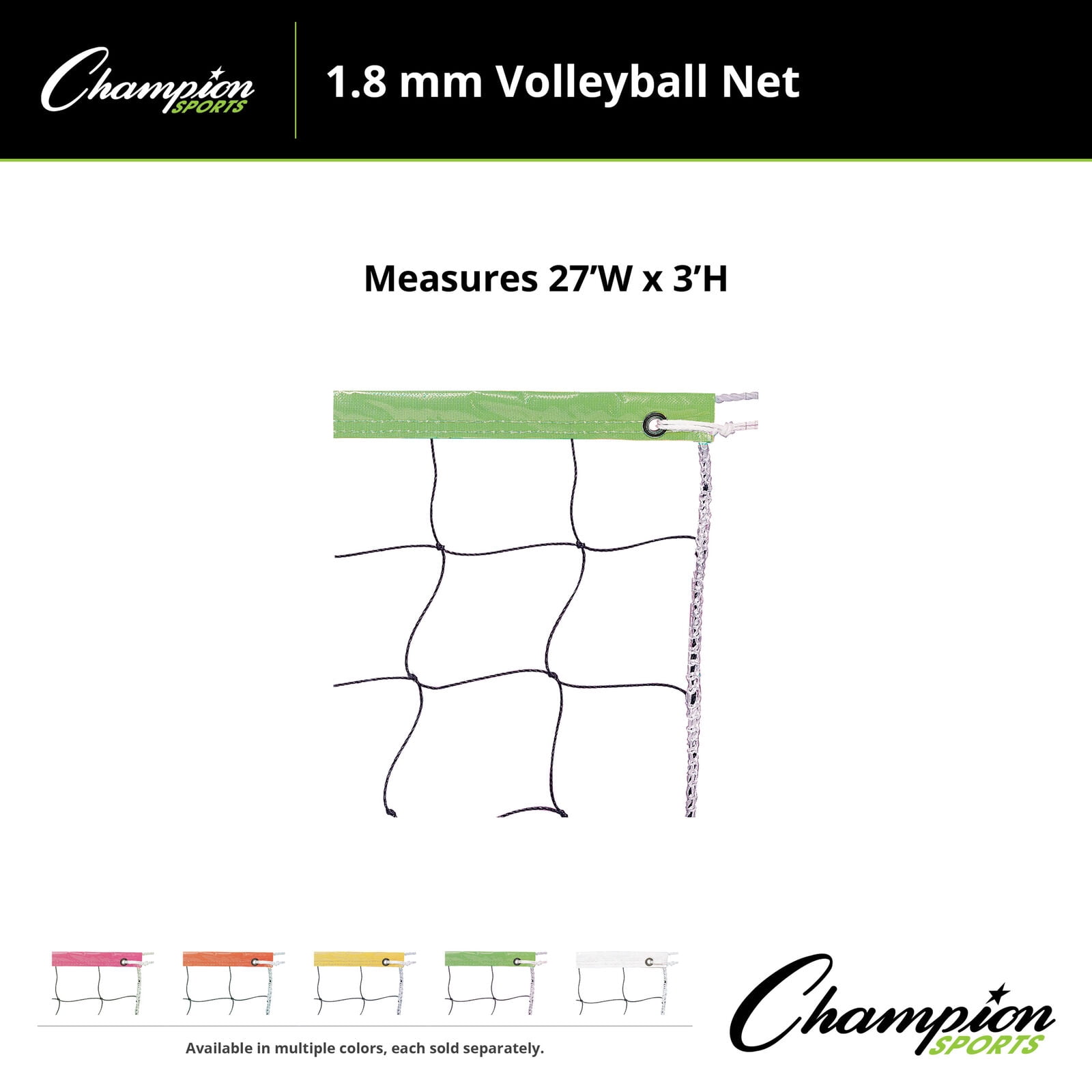 Champion Sports Vinyl Volleyball Nets, Neon Green, 32 x 3-Feet