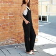 thumbnail image 3 of OGLCCG Jumpsuits for Women Casual Summer Spaghetti Strap Wide Leg Long Rompers Trendy Comfy Beach Vacation Overalls Jumpers with Pockets,L,Black, 3 of 5