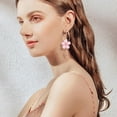 thumbnail image 2 of 5 Pairs 5 Colors Acrylic Flower Dangle Hoop Earrings with Rhinestone Tassel Light Gold Alloy Long Drop Earrings for Woman Mixed Color 72x27mm 1 Pair/color, 2 of 7