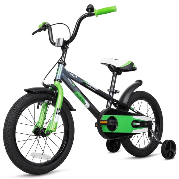 Hykolity Kids Bike, 16 Inch Children Bicycle for Boys & Girls Ages 4-6 Years Old, Rider Height 38-48 Inch, Sport Bike BMX Freestyle Handlebar Black Green