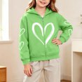 thumbnail image 2 of NAISIBABY Girls' Zip-Up Hoodie, Heart Print Long Sleeve Loose Fit Causal Sweatshirt Size 6, 2 of 6