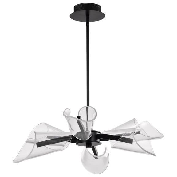 Nuvo Lighting Sedona 28 Inch 6 Light LED Chandelier Matte Black Silk Screened Acrylic Lens