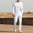 thumbnail image 2 of ZToonmas Men's 2 Piece Suit Set Solid Color Button Front Blazer with Notch Lapel and Pants with Pockets Casual formal Outfit, 2 of 7