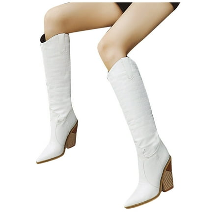 

Cowboy Boots for Women Platform Boots Retro Chunky Heel Ankle Boots Cowgirl Boots Wide Calf Knee High Boots Winter Fall Dressy Booties