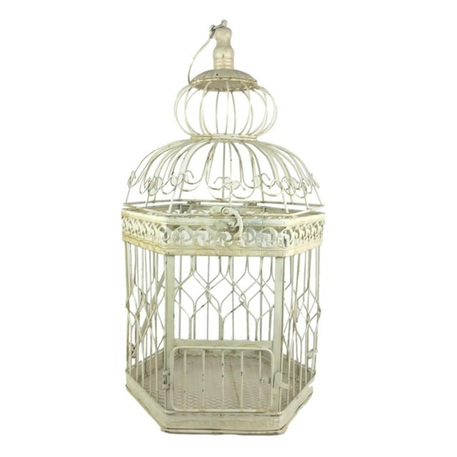 22 Inch Antique White Decorative French Style Steel Bird Cage
