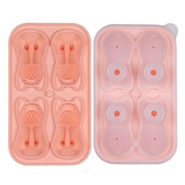 French Bulldog Ice-Cube Mold, 4 Hole Fun Shapes Frenchie Bull Dog Ice-Cube Tray for Whiskey,Cocktail