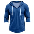 thumbnail image 7 of Resicozy Men's Athletic Hooded Shirts 3/4 Length Sleeve Workout Sport Hoodie Casual Running T Shirt Trendy Pullover Tops Blue XL, 7 of 7