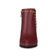 thumbnail image 2 of BLISSFUL STEP Women's Pointed Toe Zipper Stiletto High Heel Ankle Boots Burgundy 9.5, 2 of 8