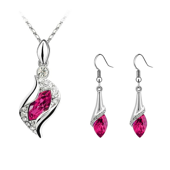 Noothes Luxury Crystal and Diamond Jewelry Set, Matching Earrings & Necklace Personality Gift for Women, Wedding Special Occasion Crystal Collection