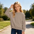 thumbnail image 2 of XAOFW Boys Girls Sweatshirts Solid Color Long Sleeve Crew Neck Pullover Casual Sweatshirt For Kids Autumn Everyday Wear Breathable Top 4-5 Years, 2 of 4