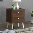 thumbnail image 4 of Gymax Set of 2 Nightstand 2-Drawer Beside End Side Table w/Rubber Legs Walnut Finish, 4 of 10