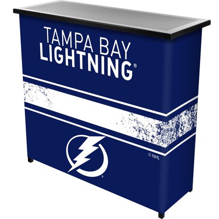 Tampa Bay Lightning NHL Portable Bar Indoor Outdoor, Pop-Up Drink Station Patio, Garage or Man Cave Accessories - Blue, White, Silver