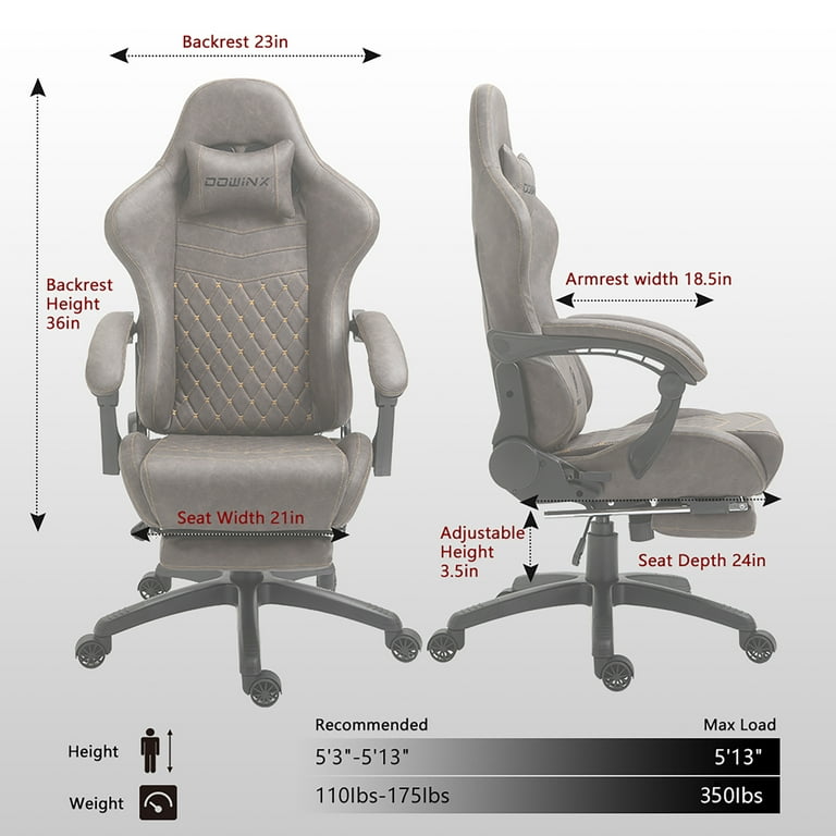 Gamingstoel Ergonomische, Technische Stof, Met Lendensteun Computerstoel Verlengde Rugleuning Ondersteunt Tot 150 Kg Bruin 3416574502