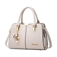 thumbnail image 4 of Bolso de mano para mujer, bolso de hombro, moderno, informal, de gran capacidad, con cremallera, tipo hobo Blanco, 4 of 9