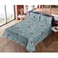 thumbnail image 4 of Ambesonne Floral Fitted & Flat Sheet with Shams 4 Pcs Set, Forest Animals Woodland Vibe, Queen, Pale Teal and Dark Brown, 4 of 5