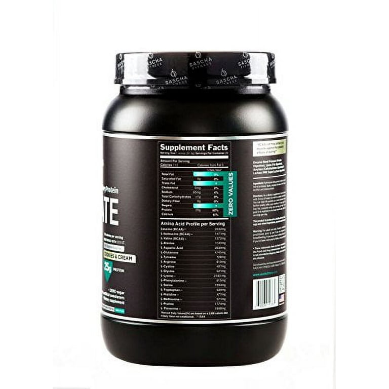Sascha Fitness Hydrolyzed Whey Protein Isolate (2 Pounds, Cookies & Cream )  