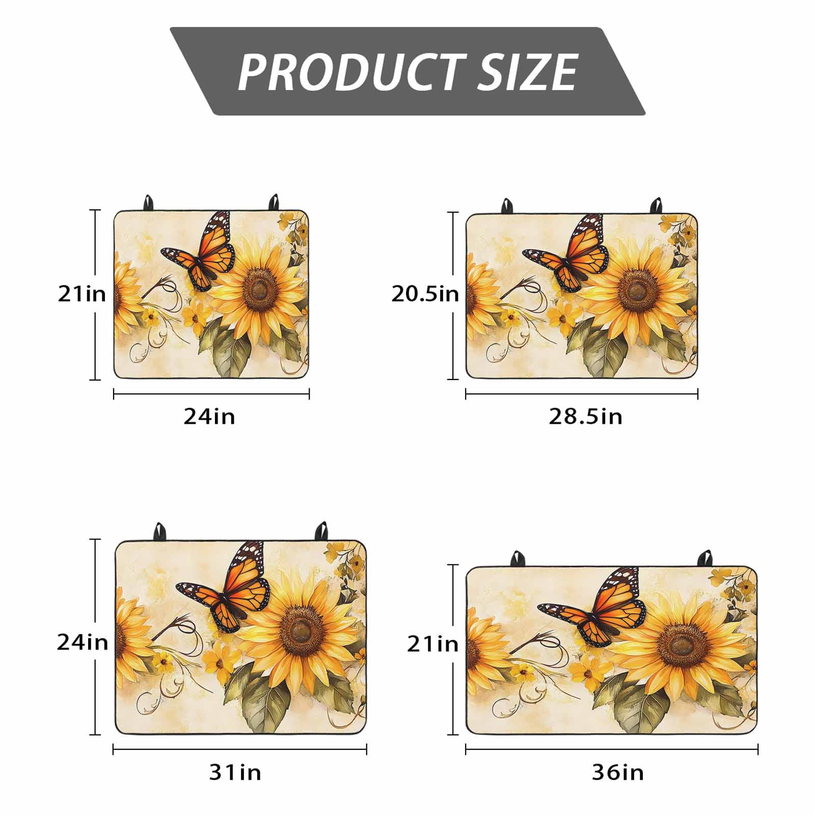 Sunflower Stove Top Cover for Electric Stove, Heat-proof & Non Slip Glass Top Stove Cover Protector, Butterfly Spring Floral Retro Kitchen Flat Cooktop Rubber Mat 24x21 Inches