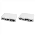 thumbnail image 1 of 2X 5 Port Data Switch,Network Hub,Desktop Ethernet Splitter,Plug & Play Shielded Ports Fanless Quiet,2 x Ethernet Splitter,White, 1 of 7