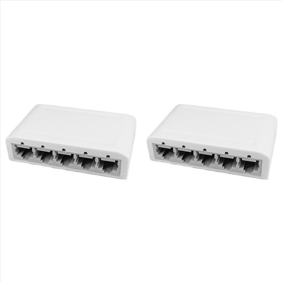 2X 5 Port Data Switch,Network Hub,Desktop Ethernet Splitter,Plug & Play Shielded Ports Fanless Quiet,2 x Ethernet Splitter,White