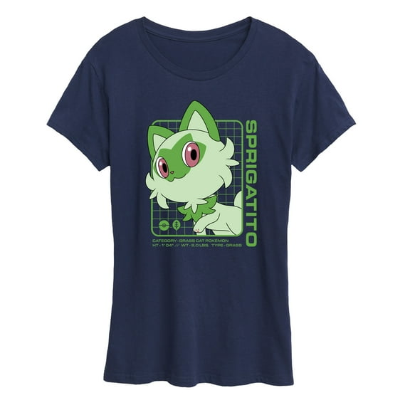 Pokémon - Sprigatito Stats - Women's Short Sleeve Graphic T-Shirt