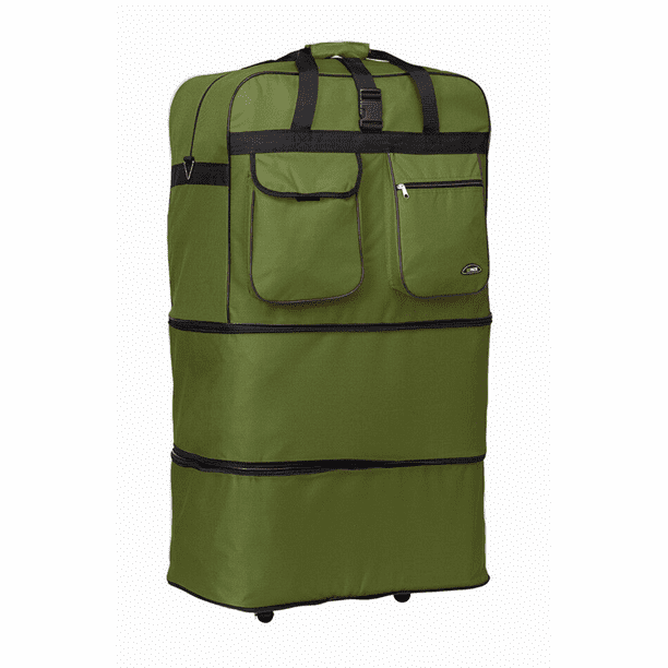 Expandable Rolling Duffel Bag Wheeled Spinner Suitcase Duffel Bag Luggage 30 inch L Khaki
