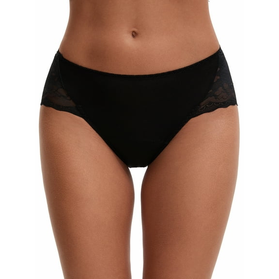Unique Bargains Women's Lace Mid-Waisted Full Coverage Briefs XS Black