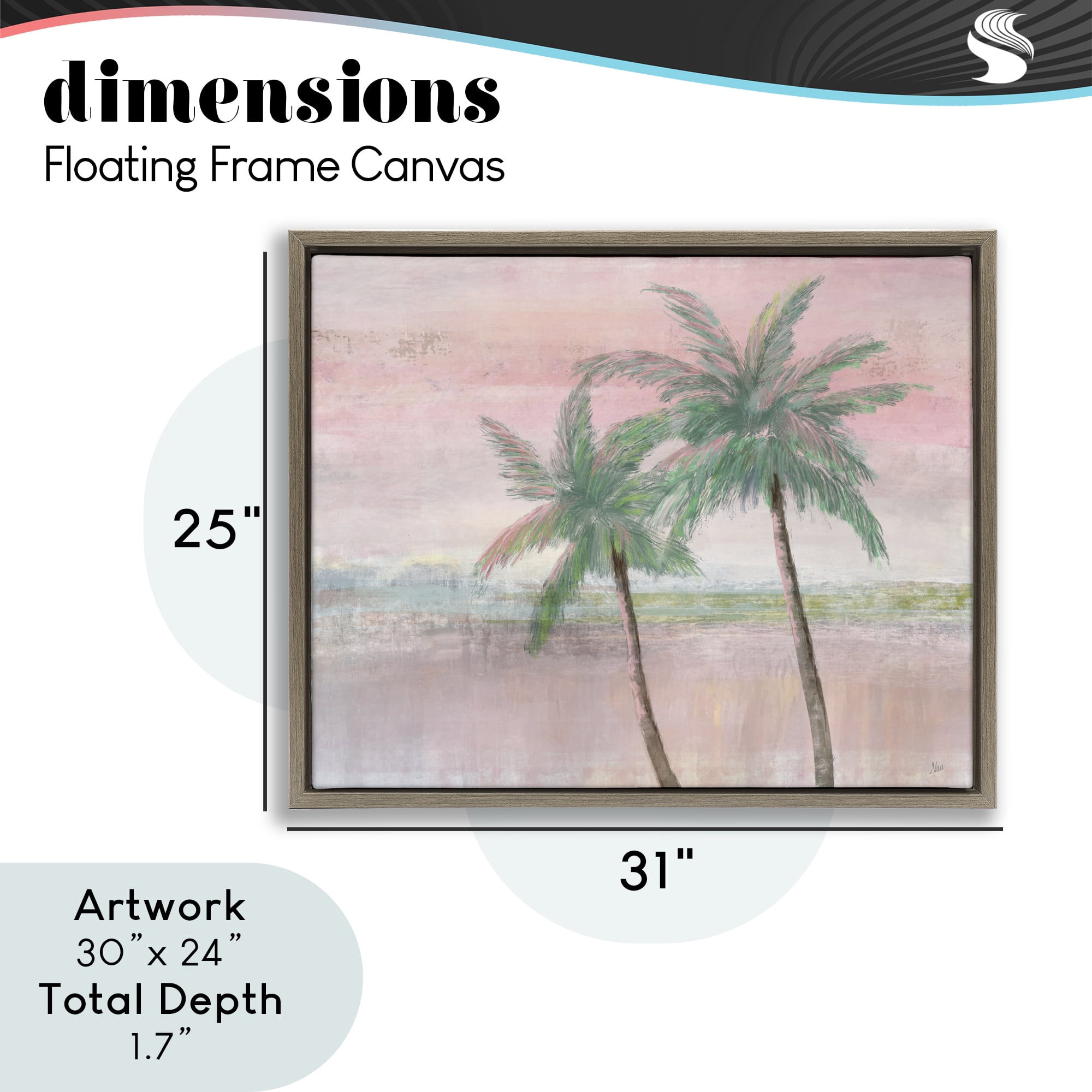 Stupell Industries Sunset Palms at Dusk Brown Framed Floater Canvas Wall Art, design by Nan