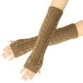 thumbnail image 2 of Elainilye Fashion Women's Winter Fingerless Gloves Twisted Knitted Wool Gloves Winter Warm Half Finger Mittens Fingerless Long Gloves,Brown, 2 of 5