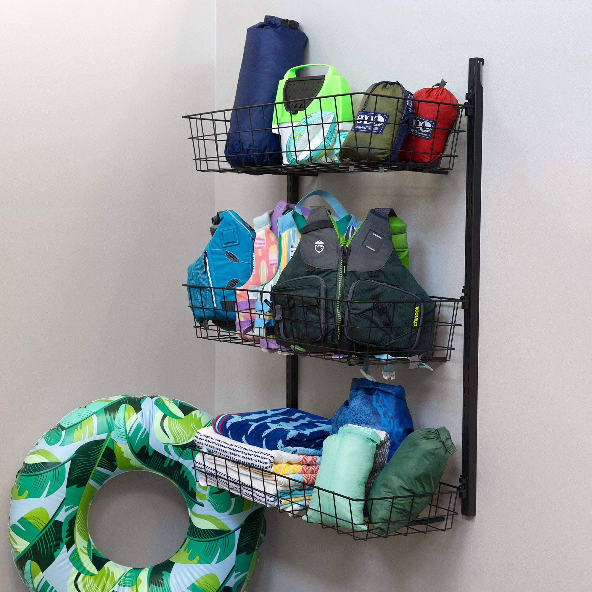 Heavy-Duty Steel Large Basket Wall Mount Bin Organizer for Garage Organization & Storage, Shelving Storage