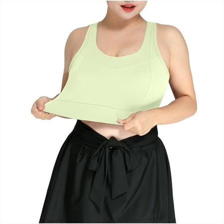 Mrat Sports Bras for Women Pack Women s Athletic Bra High Coverage Low Impact Workout Sports Bra Wireless Comfortbale Backless Bralettes Cropped Tank Tops S-127 Green L