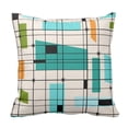 thumbnail image 2 of SUFAM Set of 4 Pillow Cases Mid Retro Century Teal Grid Orange Colorful 1950S Abstract 1960S Throw Pillowcase Cover Cushion Case Home Decor 16x16 inch, 2 of 5