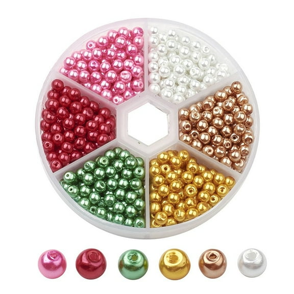 Glass Pearl Bead sets Pearlized Round Mixed color 4mm Hole: 1mm 650pcs/box