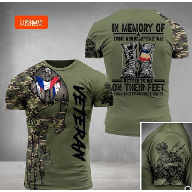 t-shirt à Imprimé Drapeau Français 3d, Procédé flexible, Style de Rue, Manches Courtes, Haut pour Homme