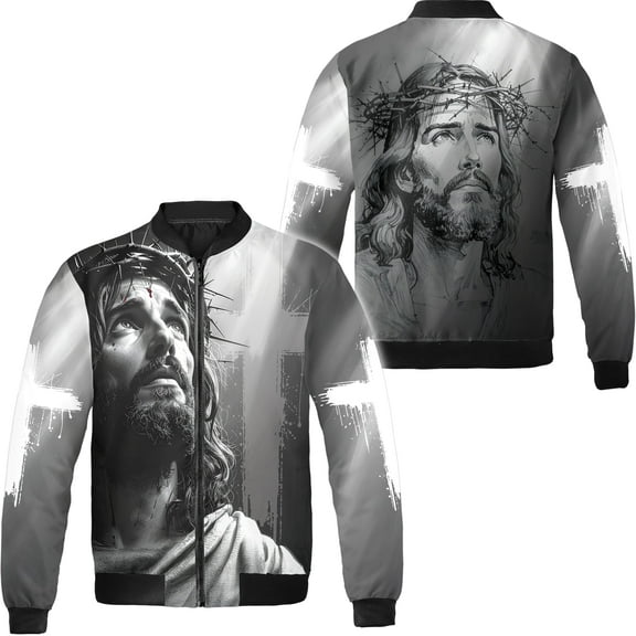 Lotusprinthandmade Personalized Jesus Christian Religious All-over Print Bomber Jacket S-5XL Multicolor (S) – Faith and Cross Graphic Jacket