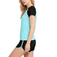 thumbnail image 5 of Lopeceal Girls Athletic Two Piece Outfits Color Block Dry Fit Crew Neck Short Sleeve Top with Shorts Sport Workout Gym 3-15Y, 5 of 6