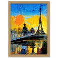 thumbnail image 1 of Modern Bright Abstract Paris At Sunrise Cityscape Eiffel Tower Artwork Framed Wall Art Print A4, 1 of 4