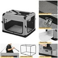 View of Veehoo Folding Soft Dog Crate, 3-Door Pet Kennel, 600D Cationic Oxford ...