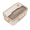 thumbnail image 2 of Plastic 3 Compartment Lunch Box 1000ml Microwave Safe Bento Box for Kids Adults Students Office Worker Beige, 2 of 14