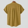 thumbnail image 4 of INCERUN Men Vintage Short Sleeve Stand Collar Tops Tee Simple Casual Solid Shirt, 4 of 5