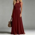 thumbnail image 2 of Ihhxva Dress for Women Sleeveless Maxi Loose Fit with Pockets Long Green Casual Evening Out S-2XL, 2 of 9