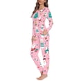 thumbnail image 2 of Renewold Pink Clothing Pajamas Set for Women Warm Comfy Xmas Trees Santa PJ for Home Life Sleep 2 Pieces Leisure Fall Winter Christmas Holiday Sweatsuit Loungewear Size M, 2 of 4