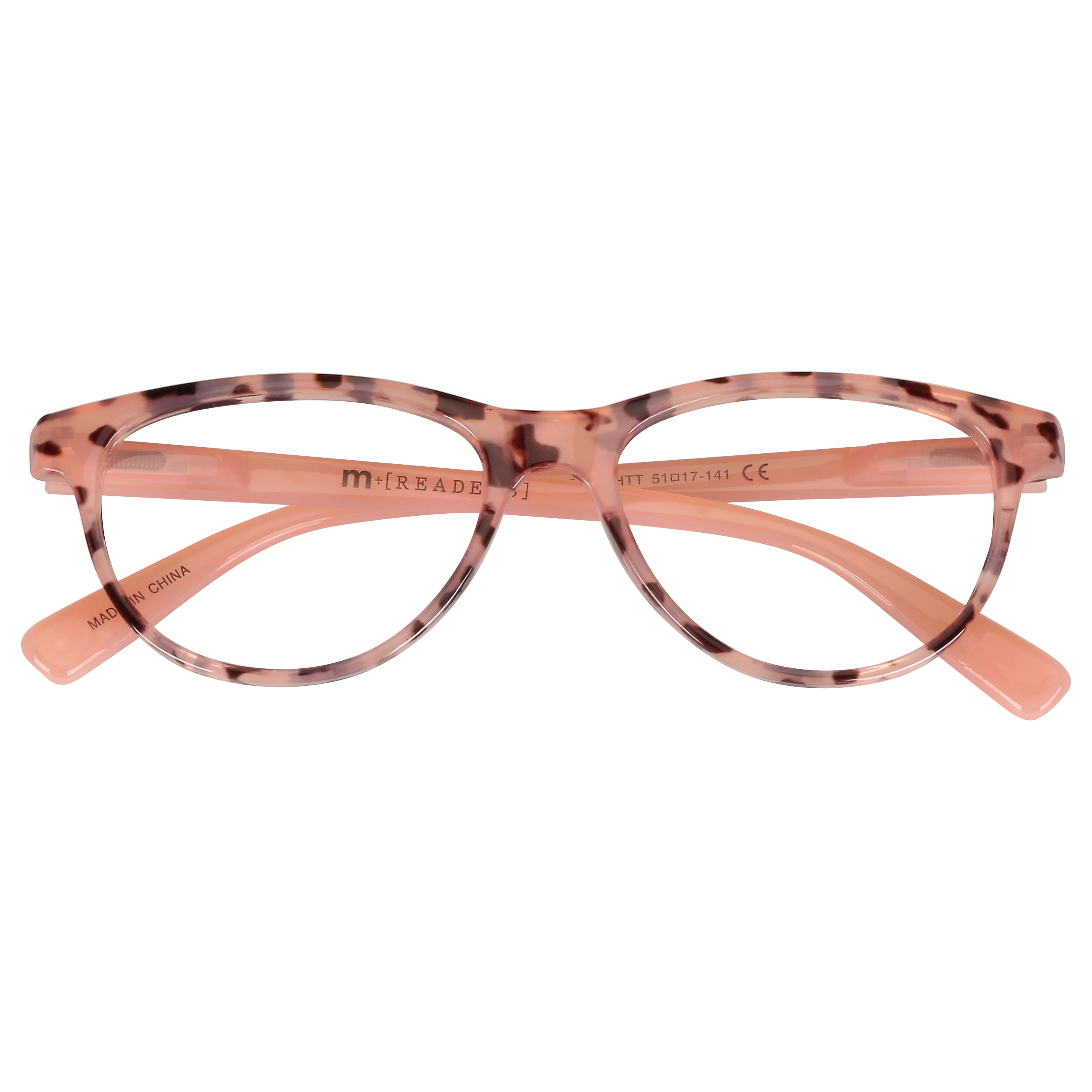 M+ Womens Cateye Plastic Reading Glasses Blhtt 1.50 Jessie in Tortoise with Pink Temples