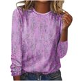 thumbnail image 2 of DPTALR Femmes Casual Manches Longues Impression Col Rond T-Shirt Blouse Tops, 2 of 4