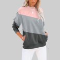 thumbnail image 2 of VNKIDY Women's Sweatshirt Fall Winter Loose Fit Color Block Pullover Long Sleeve Loose Fit Crewneck Sweatshirts For Cold Weather Comfortable Tops, 2 of 5