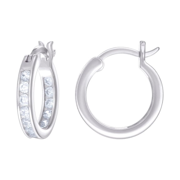 925 Sterling Silver Womens Cubic Zirconia Inside-out Hoop Earrings 16x3mm Wide Hoop Earring for Women