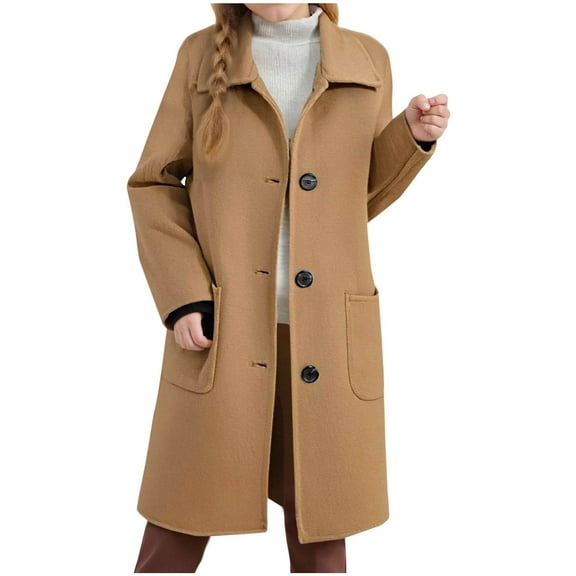 ZOYOEN Girls Trench Coat with Pockets- Lapel Elegant Single Breasted Casual Kids Winter Overcoat Khaki Size 5-14