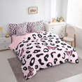 thumbnail image 3 of Homewish Wild Leopard Print 7pcs Bedding Comforter Set,Chic Butterfly Queen Bedding Sets,Pink Black Queen Sheet Sets For Girls Kids,Breathable Home Decor Reversible, 3 of 8