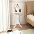 thumbnail image 5 of HLR Round Small End Table Set of 2, Wooden Pedestal Side Coffee Table, 2pcs Vintage Accent Nightstand for Living Room, Bedroom, Entryway, Pure White, 5 of 11