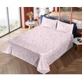 thumbnail image 4 of Ambesonne Sakura Fitted & Flat Sheet with Shams 4 Pcs Set, Traditional Cherry Blossom, Queen, Pale Pink Lilac White, 4 of 5